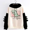 Dinosaurus oversized cartoon hoodie dames mode sweatshirt casual print Koreaanse stijl dikke sweatshirt winter dino hoodie tops hkd230814
