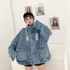 Damesjacks 2023 lente plus size denim jas dames streetwear los vintage Jean Coats grote zakken standaard nekveste femme