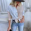 قميص Cardigan الخريف قميص طويل الأكمام بلوزة ألوان غير رسمية للنساء