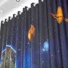 Sheer Curtains Custom Science Fiction 3D Nebula Star Planet Universe Children's Theme Room Bedroom KTV Bay Window Blackout Curtain 2Pcs 230812