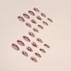 Valse nagels 24 stks Frans zwart hart beeld kristalontwerp zomer afneembare pers met jelly stickers nail art tips g77