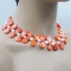 Choker sehr exquisit/schön. Hochwertige natürliche Korallen-/Perlenkette. Frauen Jubiläum klassischer Schmuck 46 cm