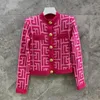 2023 -B128 damespakken blazers 2022ss elegante vrouwen dragen gelegenheden vintage nieuwe vrouwen hoogwaardige schoudervullingen gebreide vest vrouwelijk chique casual trui jas