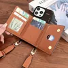 Designer Leather Kickstand Phone Cases for iPhone 18 17 16 15 14 13 12 Pro Max Luxury Crossbody Card High Quality Purse 15pro 14pro 13pro 12pro Plus with Logo Box Packing