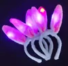 LED Bunny Ears Headband Light Up Flashing Fluffy Rabbit Ear Headbands Sequins Headdress Costume Cosplay Hairband Woman Halloween Christmas Easter Gifts SN4206