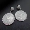 Stud Kkgem 39mm Natural White Shell Mop Carved Flower 14mm White Freshwater Pearl Dangle Studörhängen 230811