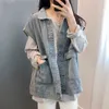 Women's Vests Women's Denim Vest Waistcoat Sleeveless Top Coat Korean Fashion Denim Jacket Loose Leisure Cardigan Basic Style Free Shipping HKD230812