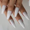 False Nails Extra Long Coffin All White Gel Tips Decoration Press On Nail Fingernils Wholesale Valfritt imabc