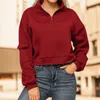 Women's Hoodies 2023 Autumn Winter Warm Quarter Zip Pullover Sweatshirts Women Vintage Casual Oversize Street Sweatshirt Y2K kläder