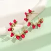 Hoop Earrings Boho Exaggerate Earring With Flowers Fashion Fabric Red Roses Big Circle 2023 Women Floral Hoops Jewelry Wholesale