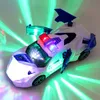 Diecast Model Dancing Deformation Rotating Universal Car Electric Stunt Car with Lights Automaty Open the Door Boy Children's Toys 230811