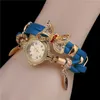 Partihandel Rhinestone Butterfly Wrap Armband Quartz Wrist Watch Women's Colorful Watch Fashion Bow Watches