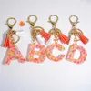 Keychains Lanyards Colourful Long Strip 26 Letters Key Chain Fashion Rainbow Alphabet Keychains Exquisite Tassels Pendant Accessory Car Bag Keyring