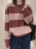 Maglioni femminili twister maglione sciolto donna spessa casual inverno 2023 pullover a strisce di moda femmina o manica lunga a maniche lunghe rosa