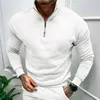 Men's Hoodies Men Long Sleeve Sweater Stylish Winter Pullover Warm Stand Collar Slim Fit Soft Elastic Cuffs For Comfort Zip Half-open