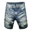 Sommer Blaue Löcher Denim Farbe Lässige Streetwear Jeans Shorts Hohe Qualität Männer Slim Fit Stretch Jeans 38 HKD230812
