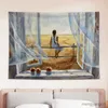 Wandtapijten Home Decor Muurschildering Leuke Kat Raam Kamer Tapijt Slaapkamer Muur Decor Tapijt Muur Opknoping Studio Achtergrond Doek 230x180cm