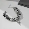 Link Armbänder Punk Titanium Stahlkreuzarmband für Herren Mode Hip-Hop Perlen-Kette Minimalistisches Paar 2023 Luxus