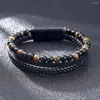 Pulseira de couro masculino de pulseira de couro masculino, lotes de pedras vulcânicas de pedra-dea