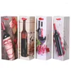 Gift Wrap 10PCS Wood Grain Vintage Red Wine Portable Bag Single Bottle Pattern Paper Packet Double Champagne Thicken Handbag