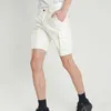 Shorts masculinos #2218 Bolsos laterais de cargo branco preto Men Bolsos laterais de couro falso Elastic Pu Homme