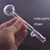 Manlig penis tjock pyrex glas olje brännare rör färg hög kvalitet glasrör transparent fantastiska rörrör olje nagelspips för dabb rigg bong rökning tillbehör grossist