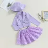 Kleidungssets 4-7Y Mode Kleinkind Mädchen Kleidung Sets Outfit Langarm Knopf Mantel Schmetterling Mesh Tüll Rock Hut Set