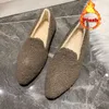 Elbise Ayakkabı 2023 Tasarımcı Lüks Kuzu Mokasinler Günlük Saçma Loafers Kadın Kış Peluş Peluş Kürklü Pamuk Ayakkabı Bulanık Düz Ayakkabılar