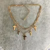 Pendant Necklaces 2023 Trendy Cross Charm Dangle Layered Necklace For Women Girl Ester ThanksGiving Statement Decoration Bohemia Jewelry