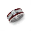 Cluster anneaux de haute qualité Couleur rouge en argent anneau de charme pour femme homme coutume grave nom de mariage bijoux zinc en alliage de fête