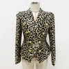 Damespakken 2023 European Amerikaanse beroemdheden mode luipaardpatroon Jacquard Lion Double Breasted Slim Fitting Suit jas