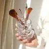 Lagringsflaskor koreanska kreativa glasborste hållare dekor makeup hink ögonbryn flicka söt skrivbordsflaska burk