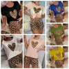 Pijamas de seda para mulheres do sono feminino para feminino de impressão de leopardo de leopardo