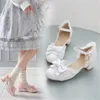 Sneakers Children Sandals Girls High Heel Shoes Lolita Women Pumps Fashion Bowknot Ruffles Wedding Party Princess Pink Size 2843 230811