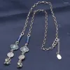 Цепи Meibapj S925 Серебряный серебряный серебряный серебро с двойным крючком рыба лазурит о-образный ожерелье в стиле нации