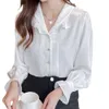 Autumn Design Niche Chiffon White Shirt Womens Long Sleeved Top Professional Clothing