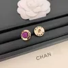 Charm designer ny xiaoxiang 21k lila diamant rund bokstav ihåliga örhängen paljett stjärna himmel crystal mode mångsidig chkv ndzg