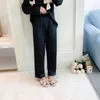 Dames slaapkleding Leer Sexy Black Ice Silk Silk Shirt broek Pyjama Mode Pyjama Set Nightwear Huiskleding