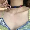 Chokers Cheker harajuku y2k sweet sweet star estrela colorido colar de pentagrama cadeias de couro preto para mulheres jóias estéticas