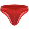 Underpants Mens Sexy G-String Seamless Underwear Ice Silk Thong Scrotum Bulge Panties Male Convex Pouch Briefs