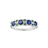Anéis de casamento qualidades mulheres moda a cor de prata redonda geometria de pedra verde azul para jóias de noivado