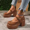 Sandals Rimocy High Heels Platform Mary Janes for Women Brevet Pumky Pumps Pumps Woman Ankle Buckle Pink Party Plus 230812