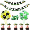 Ballons gonflables à thème de décoration, thème tracteur vert, décoration joyeux anniversaire, bannière de véhicule pelle d'anniversaire pour enfants