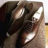 Отсуть обувь оксфордс обувь для мужчин Brown Black Business Lace-Up Pu Office Brogue Those обувь Zapatos de Vestir Hombre Mens Shoes 230811