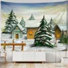 Tapissries nyår Juldekoration Snow Tree House Tapestry Wall Hanging Tapestries Hippie Eesthetic Room Decor R230812