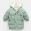 Jackor Russian Winter Kid rockar för pojkar Jackor Tjock Long Coat Girls Hooded Coat Fashion 3-10y Teen Children Overcoat Parkas R230812