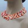 Choker sehr exquisit/schön. Hochwertige natürliche Korallen-/Perlenkette. Frauen Jubiläum klassischer Schmuck 46 cm