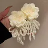 Studörhängen bohemisk stor blomma för kvinnor uttalande smycken handgjorda kristall pärla mode lång tofs bröllop dingle flicka