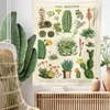 Tapissries Cactus Tapestry Wall Hanging Retro Cacti Succulents Desert Plant Chart Hippie Home Decor R230812