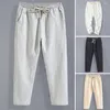 Men's Pants Summer Autumn Linen Men Thin Loose Mens Joggers Cotton Cropped Casual Chinese Style